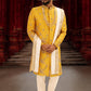Mustard Yellow Pure Raw Silk Sherwani Set with Zardosi Butta Work