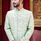 Green colour embroidered designer sherwani