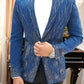 Persian Blue Wool Crepe 2-Piece Tuxedo with Cutdana Work
