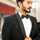 Woolcrepe 2-piece Tuxedo with embroidery on the shoulders