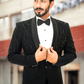 Woolcrepe 2-piece Tuxedo with embroidery on the shoulders