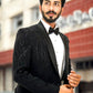 Woolcrepe 2-piece Tuxedo with embroidery on the shoulders