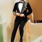 Black Velvet 2 piece  Tuxedo with golden zardosi embroidery