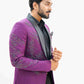 Plum Purple Shawl Lapel Embellished Tuxedo