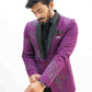 Plum Purple Shawl Lapel Embellished Tuxedo