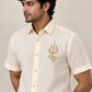 Ivory Trishul Motif Pattu shirt (Divine Legacy)