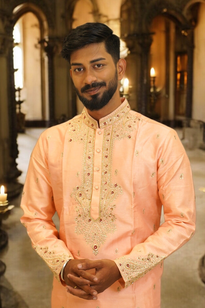 Regal Coral – Designer Kurta Ensemble