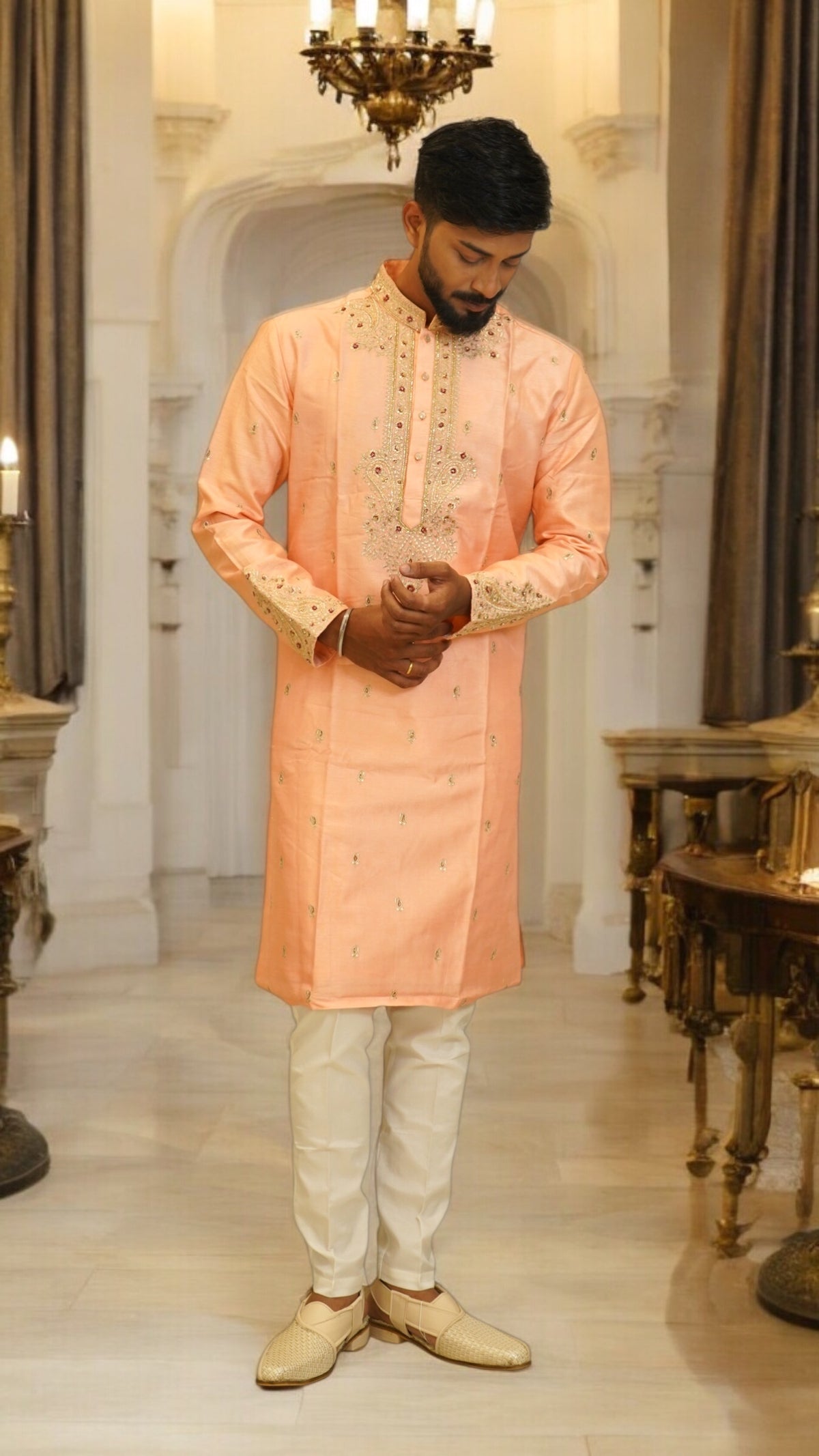 Regal Coral – Designer Kurta