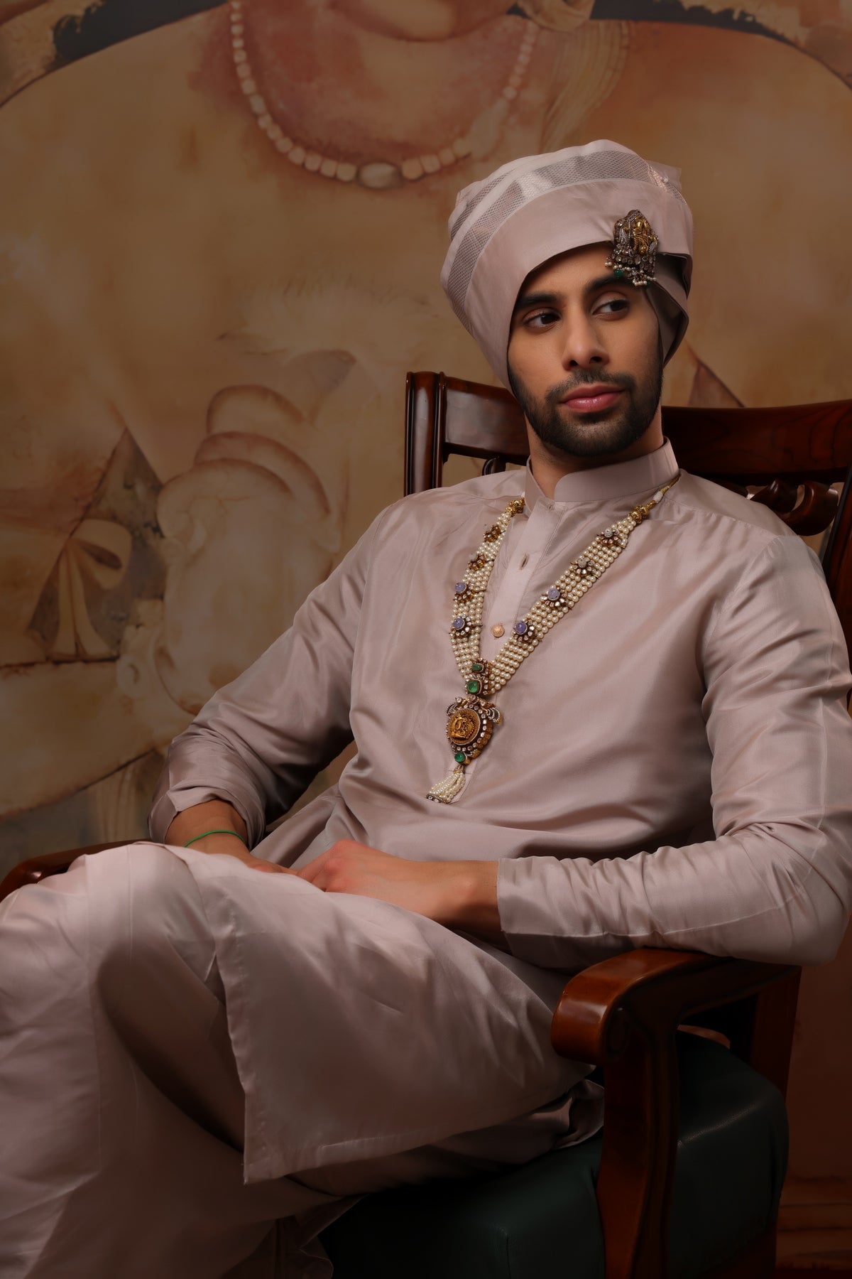 Regal Mauve semi pattu pancha set
