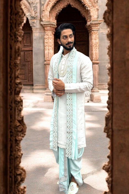 Silver Tissue Pattu Kurta With Minimal Embroidery