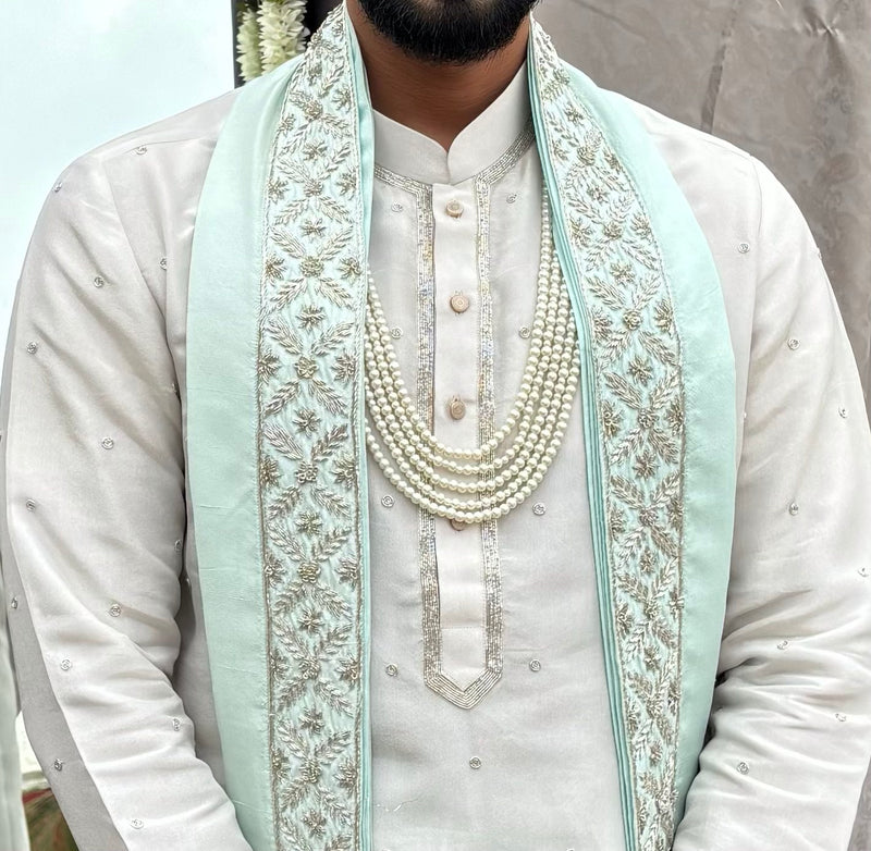 Silver Tissue Pattu Kurta With Minimal Embroidery