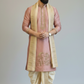 Peach Embroidered Kurta Dhoti Set for Men with Stole – Traditional Wedding & Ethnic Wear