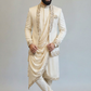 Ivory Draped Indo Western for Men – Luxury Embroidered Wedding & Reception Wear
