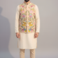 Men’s Cream Multicolor Embroidered Nehru Jacket – Designer Sadri