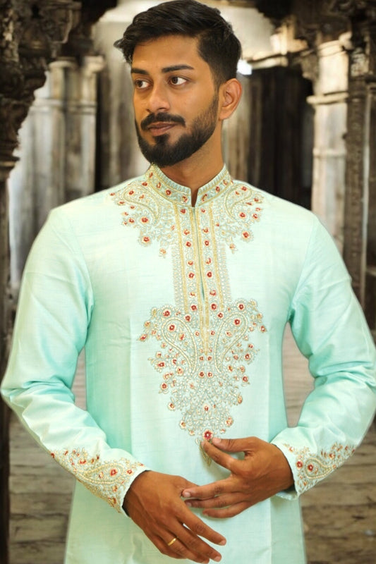 Turquoise Tide – Designer Kurta & Ponam Pant Set