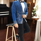 Persian Blue Wool Crepe 2-Piece Tuxedo with Cutdana Work