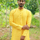 Mustard Yellow Self Textured Kurta