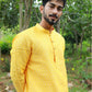Mustard Yellow Self Textured Kurta