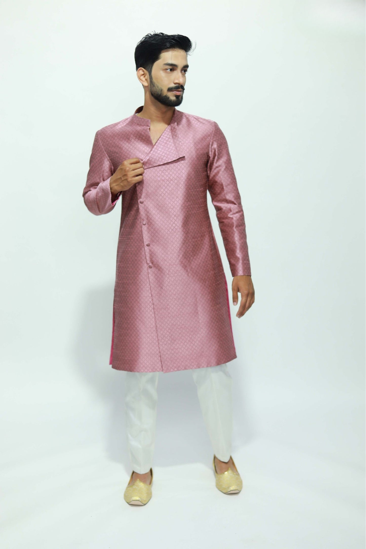 Onion Pink Cross-cut kurta