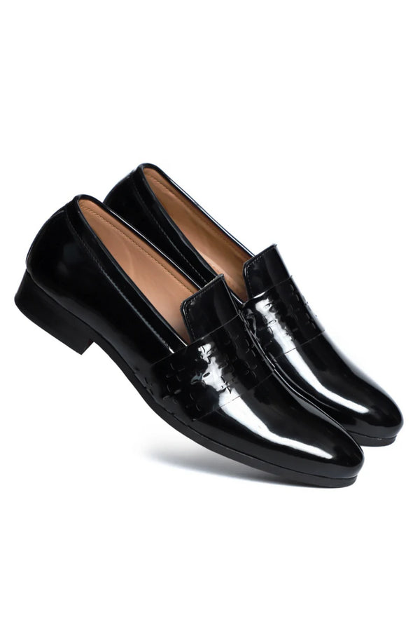 Black Patent Designer Vamp Loafers
