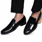 Black Patent Designer Vamp Loafers