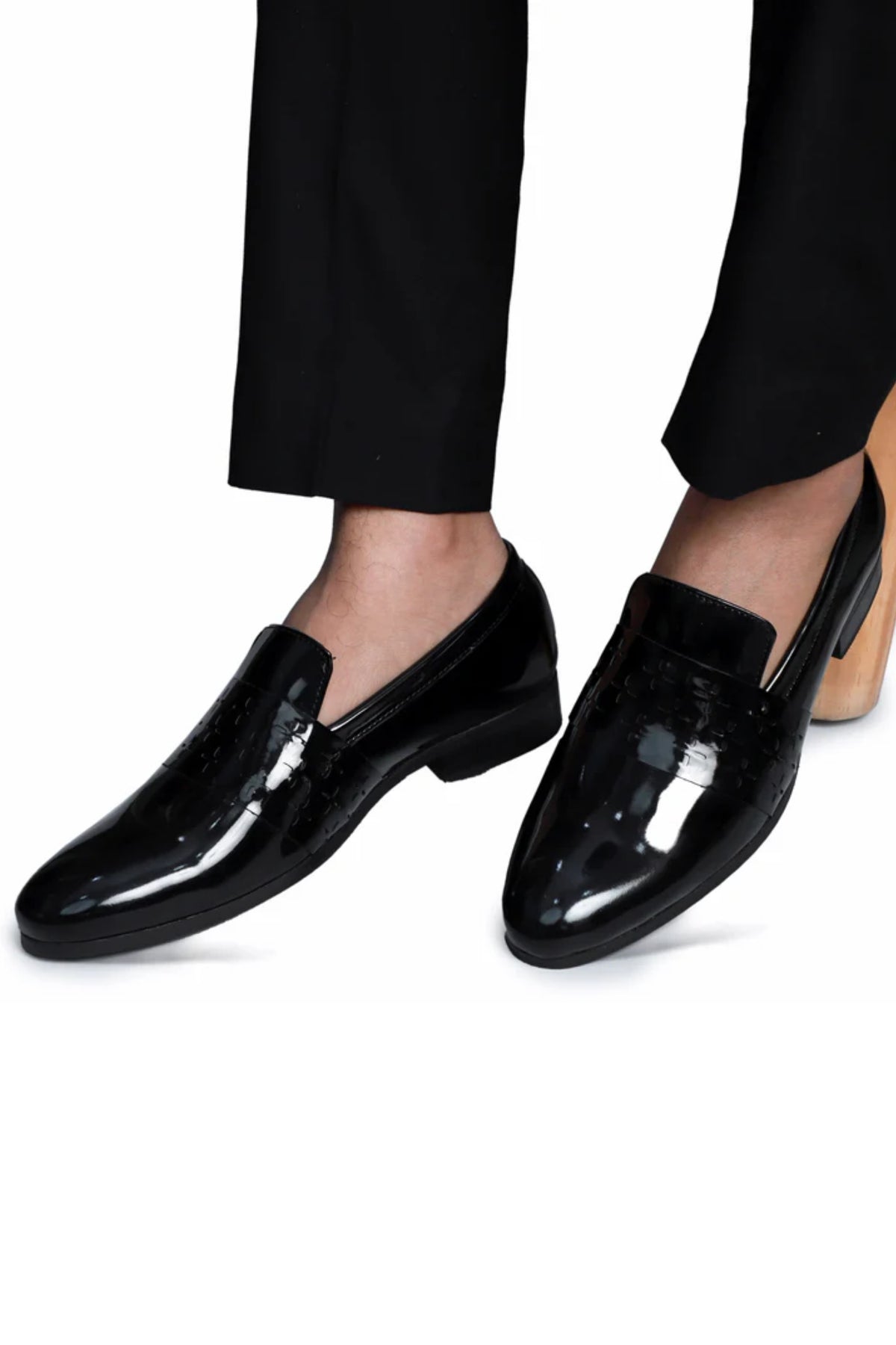 Black Patent Designer Vamp Loafers