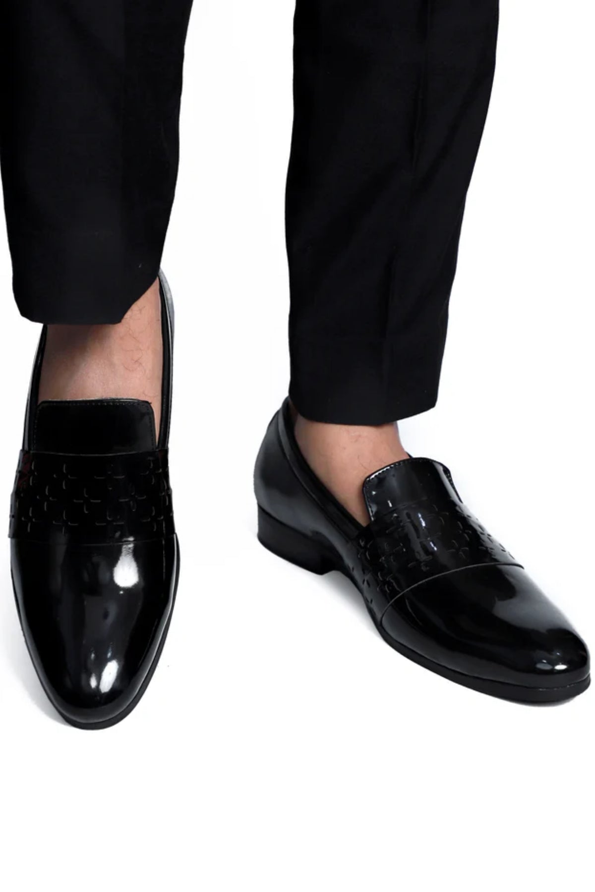 Black Patent Designer Vamp Loafers