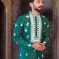 Bottle Green Embroidered Kurta