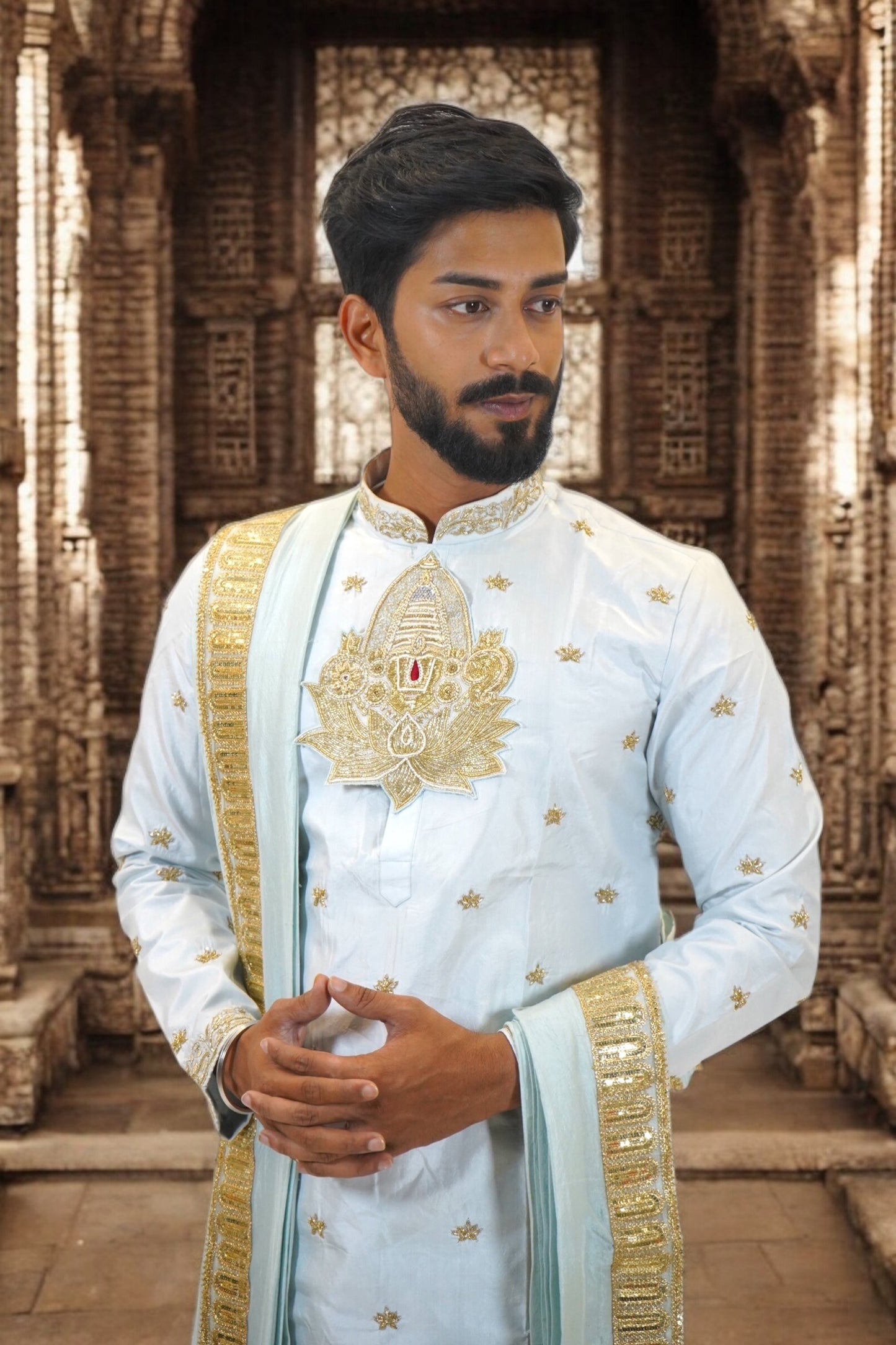 Vaikunta Blue Pattu Pancha Set