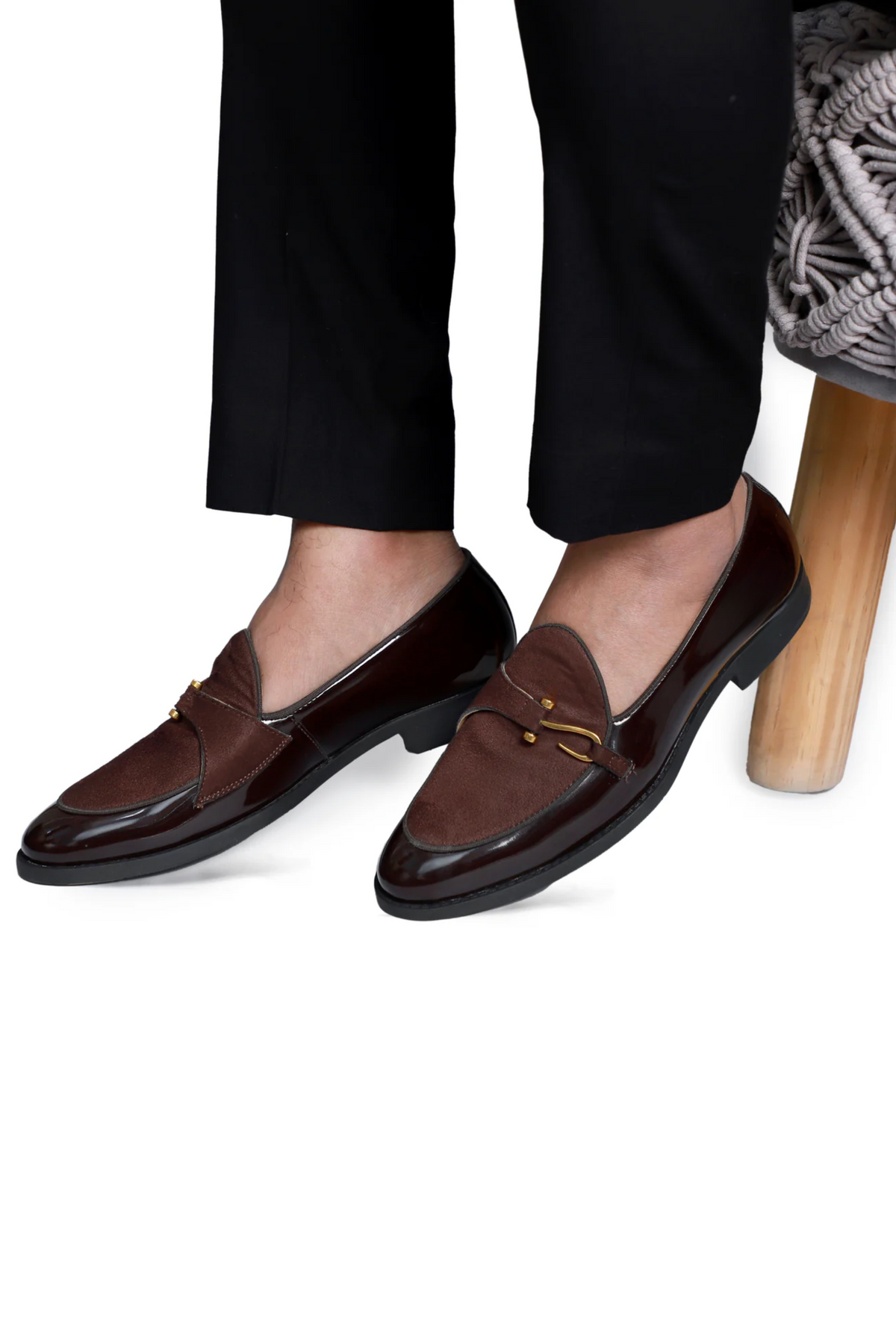 Brown Patent Dazzle Hooked Loafers