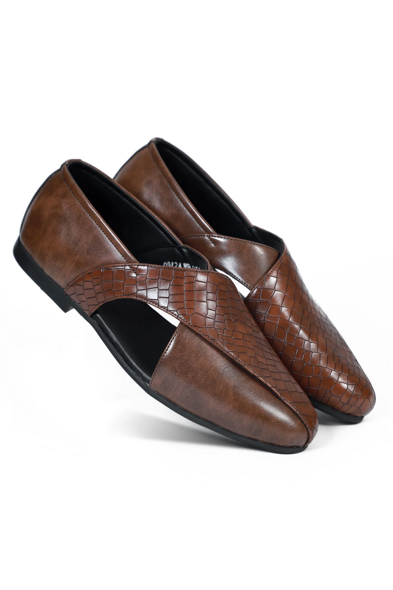 Brown Croc Ethnic Peshawari Sandal