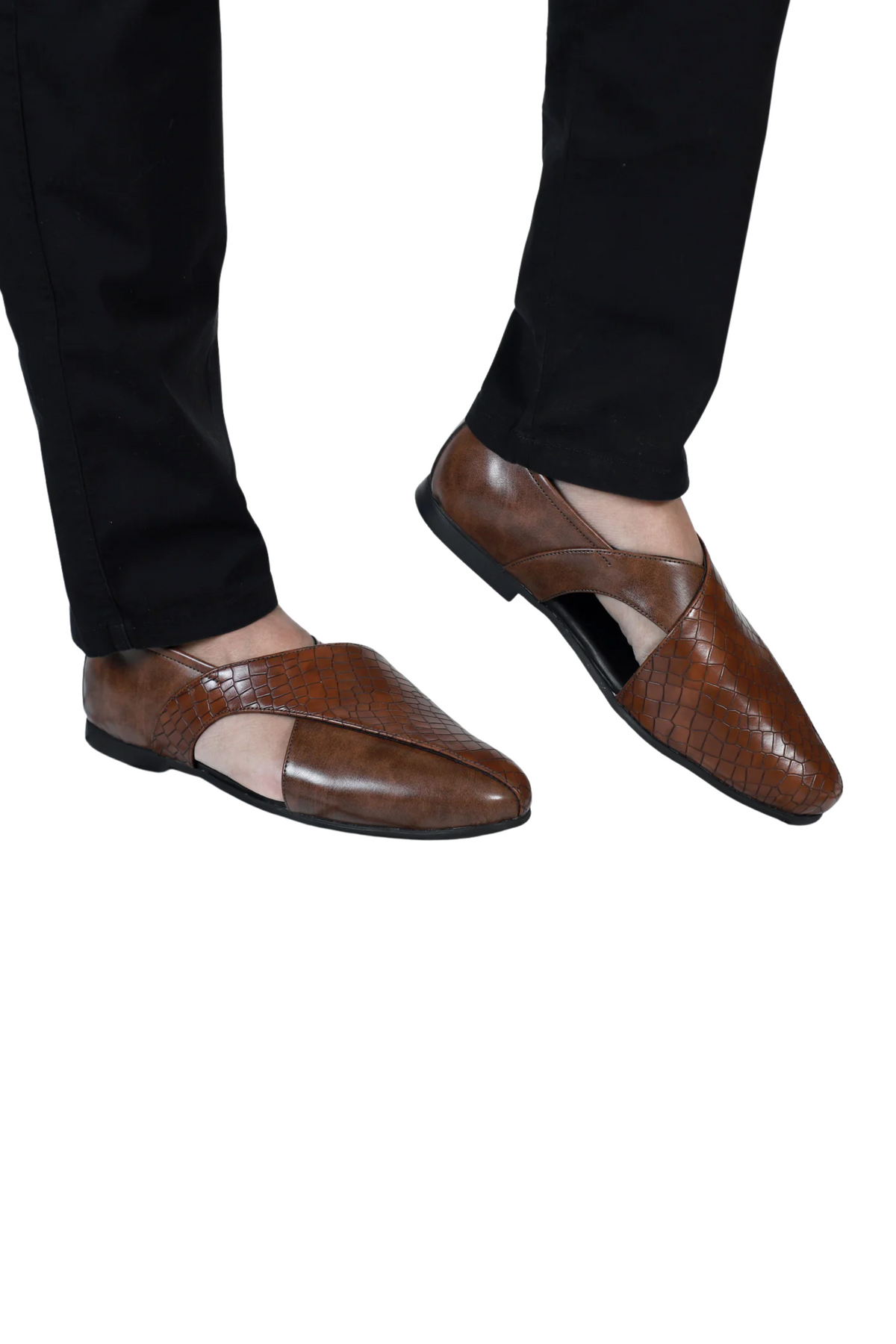 Brown Croc Ethnic Peshawari Sandal