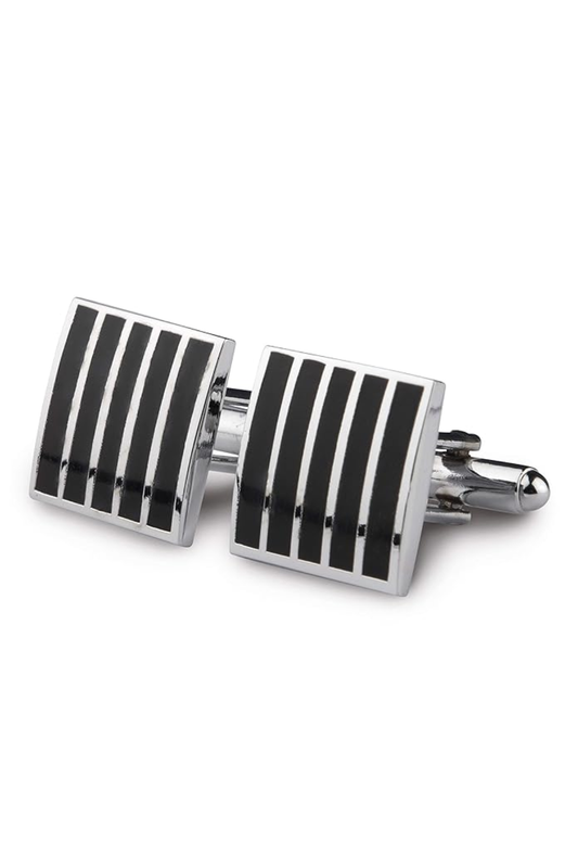 The Ace Stripes Black Coloured Cufflinks