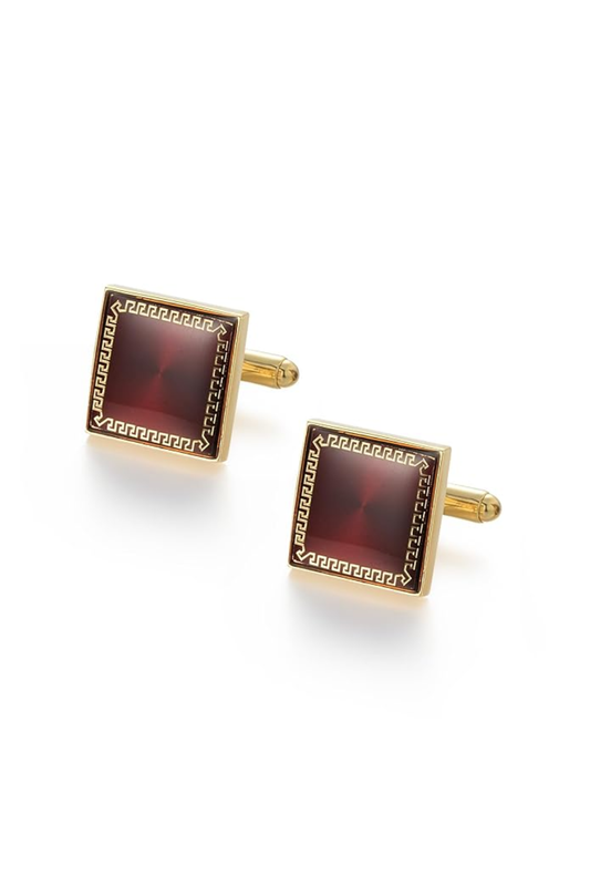 Square Red Gold Cufflinks