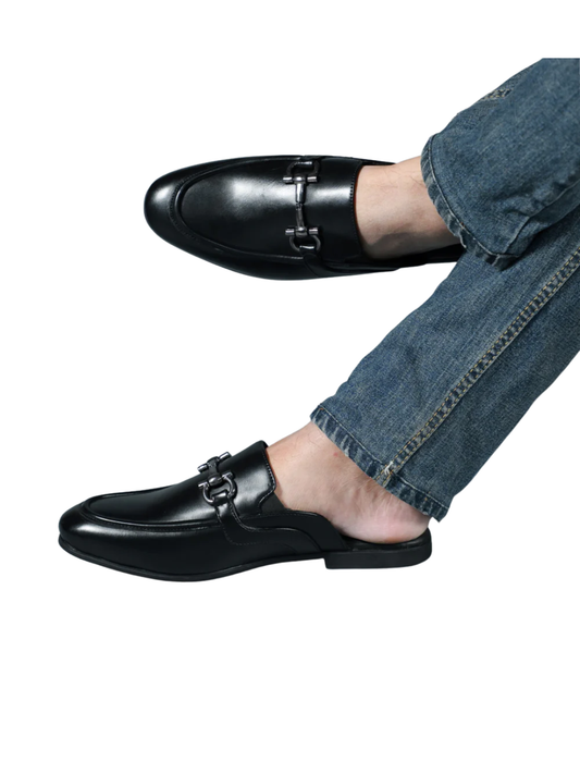 Black Comfy Horsebit Mule