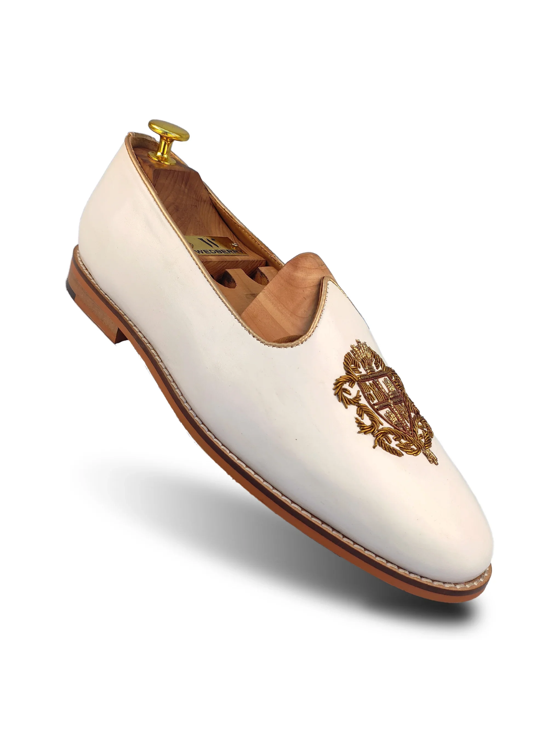 White Zardozi Handwork Wedding Ethnic Party Shoes Loafer
