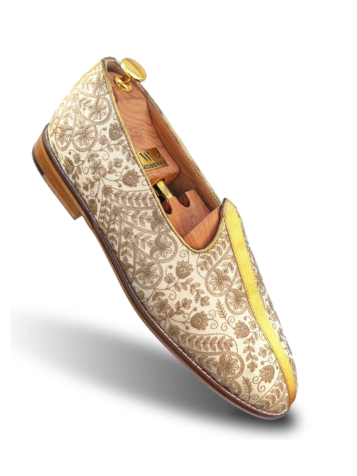 Creme Embroidery Wedding Shoes
