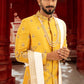 Mustard Yellow Pure Raw Silk Sherwani Set with Zardosi Butta Work