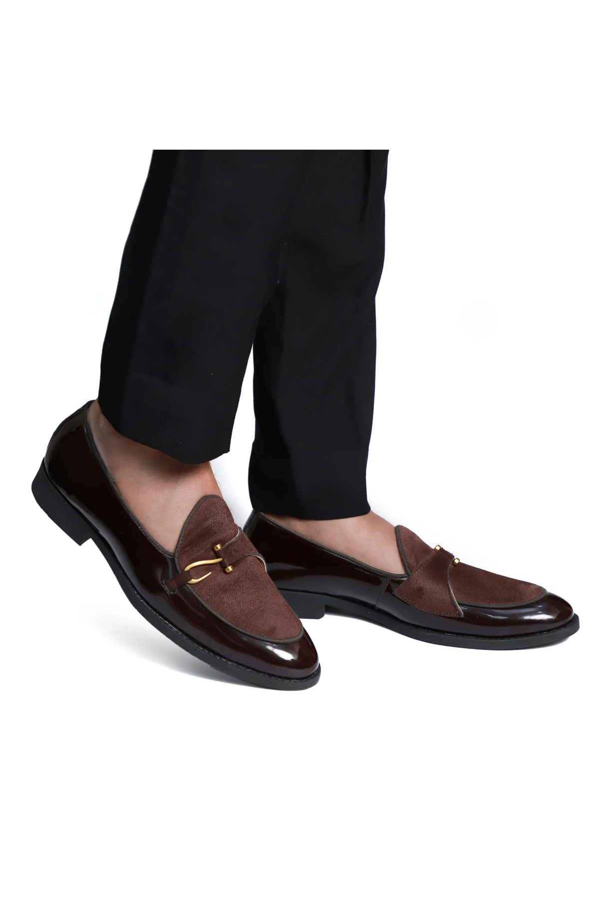 Brown Patent Dazzle Hooked Loafers