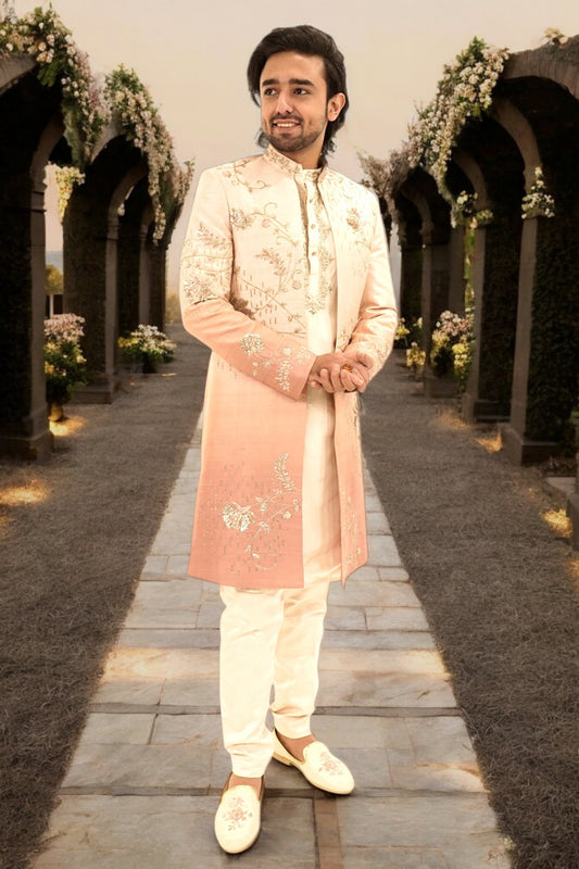 Abstract Ombre Affect Peach Open Jacket