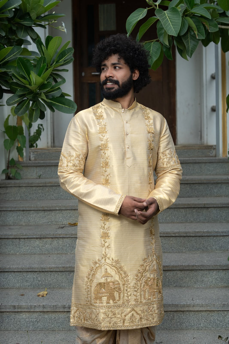 Elephant Embroidered Kurta for Men | Premium Designer Wedding & Festive Ethnic Wear