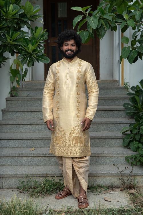 Elephant Embroidered Kurta for Men | Premium Designer Wedding & Festive Ethnic Wear