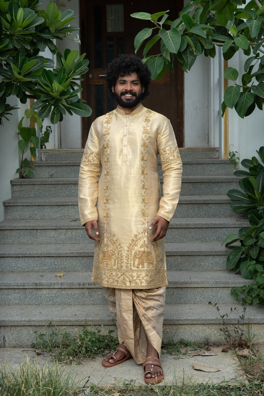 Elephant Embroidered Kurta for Men | Premium Designer Wedding & Festive Ethnic Wear
