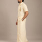 Ivory Murugan Vel Embroidered Pattu shirt (Divine Peacock)