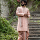 Royal Blush Men's Kurta with Thirunamam, Shanku & Chakra Embroidery | Premium Festive & Wedding Wear