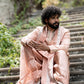 Royal Blush Men's Kurta with Thirunamam, Shanku & Chakra Embroidery | Premium Festive & Wedding Wear