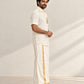 Ivory Temple Motif Pattu shirt  (Divine Heritage)
