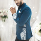 White Beaded Embellished Teal Green Tuxedo