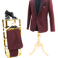 Wine Peak lapel Embroidered Wool Crepe 2-Piece Tuxedo