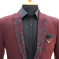 Wine Peak lapel Embroidered Wool Crepe 2-Piece Tuxedo